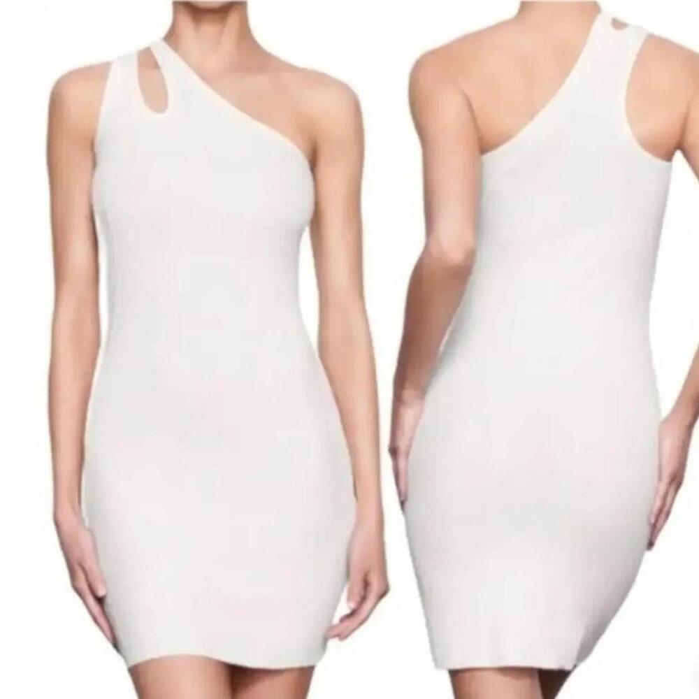 SKIMS SOFT LOUNGE CUT OUT ONE SHOULDER DRESS | MARBLE